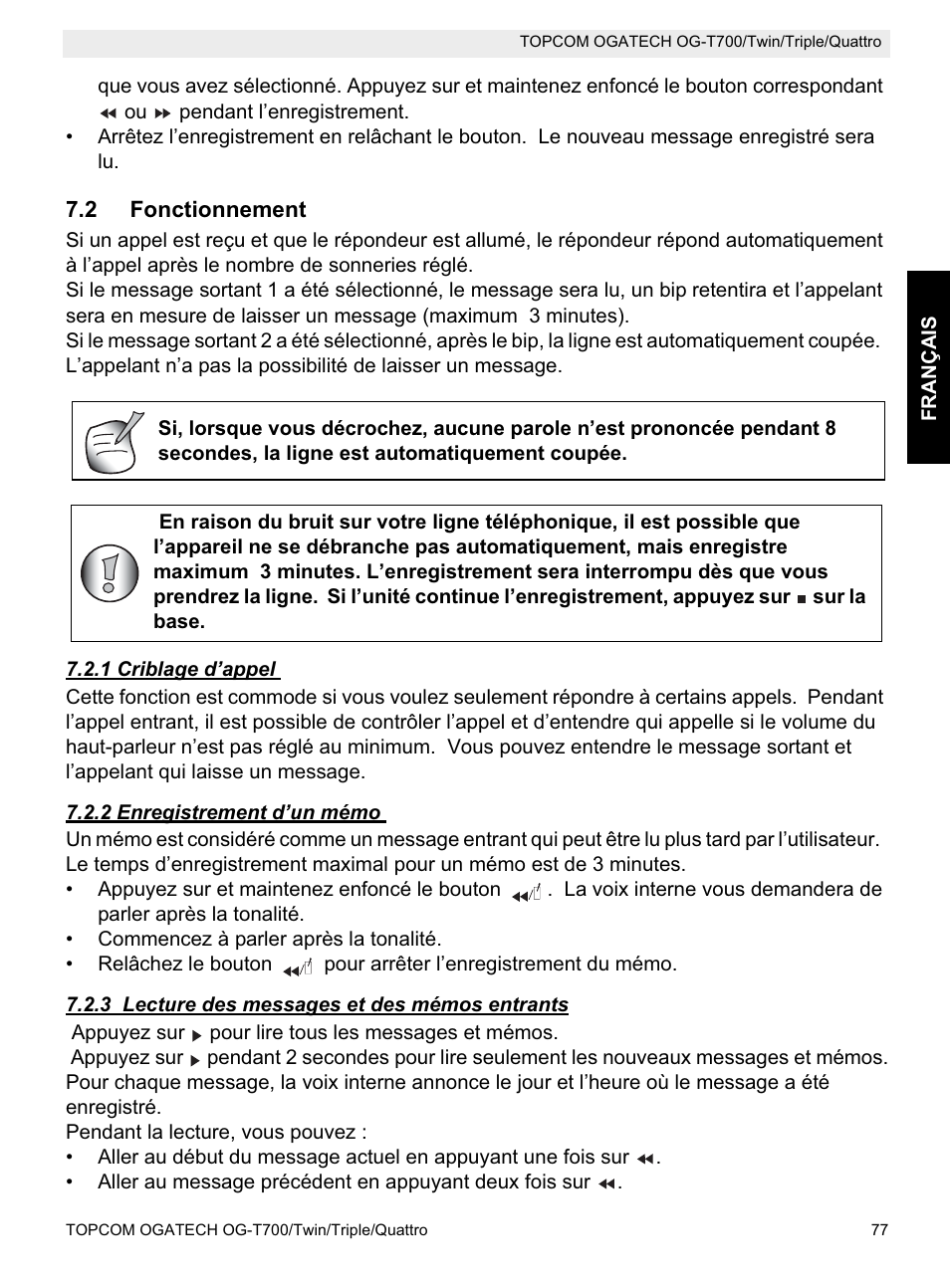 Topcom OG-T700 User Manual | Page 77 / 112