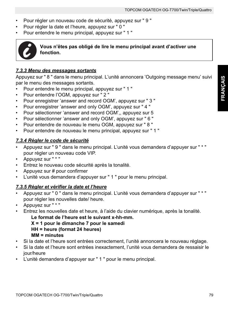 Topcom OG-T700 User Manual | Page 79 / 112