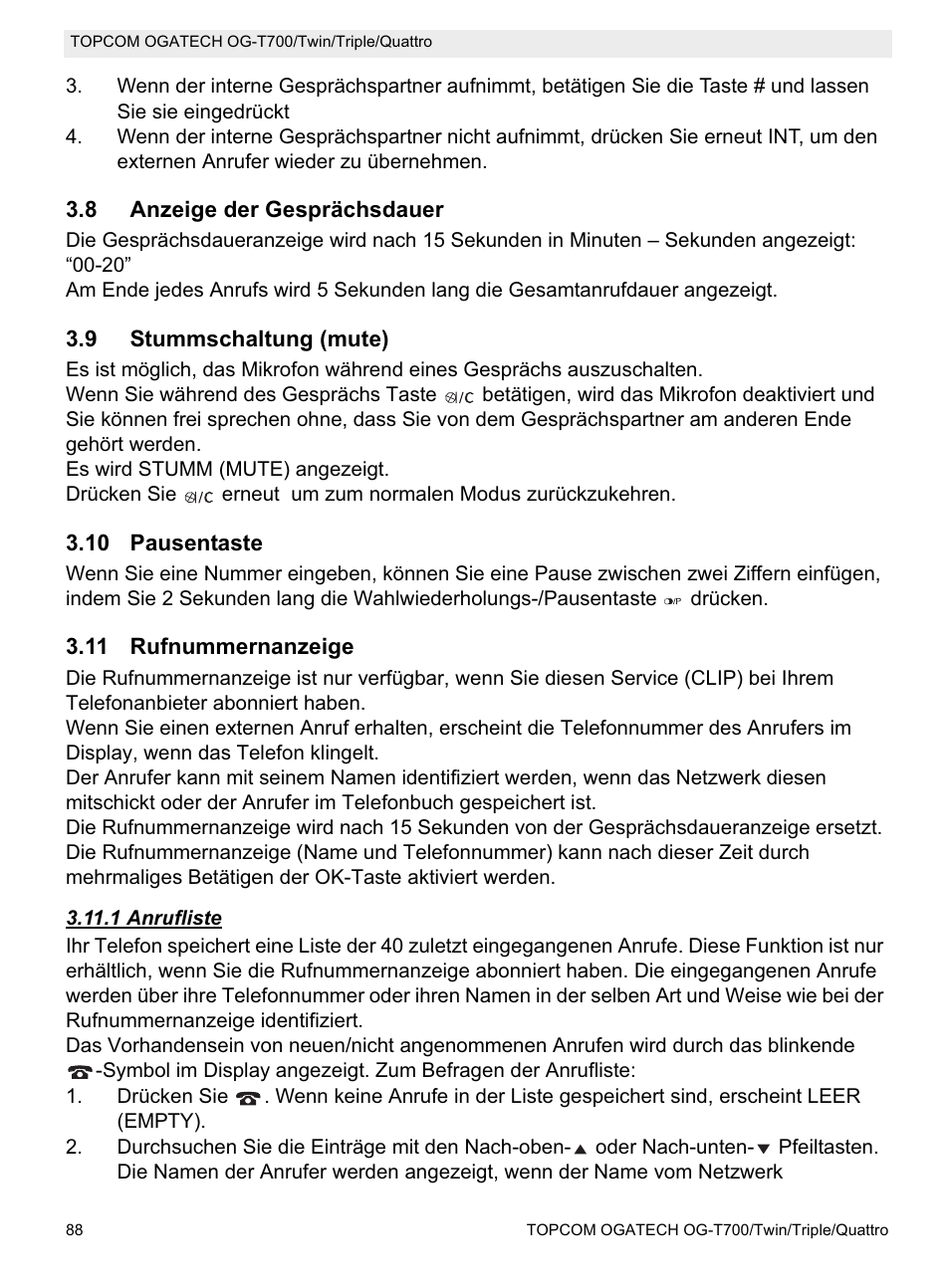 Topcom OG-T700 User Manual | Page 88 / 112