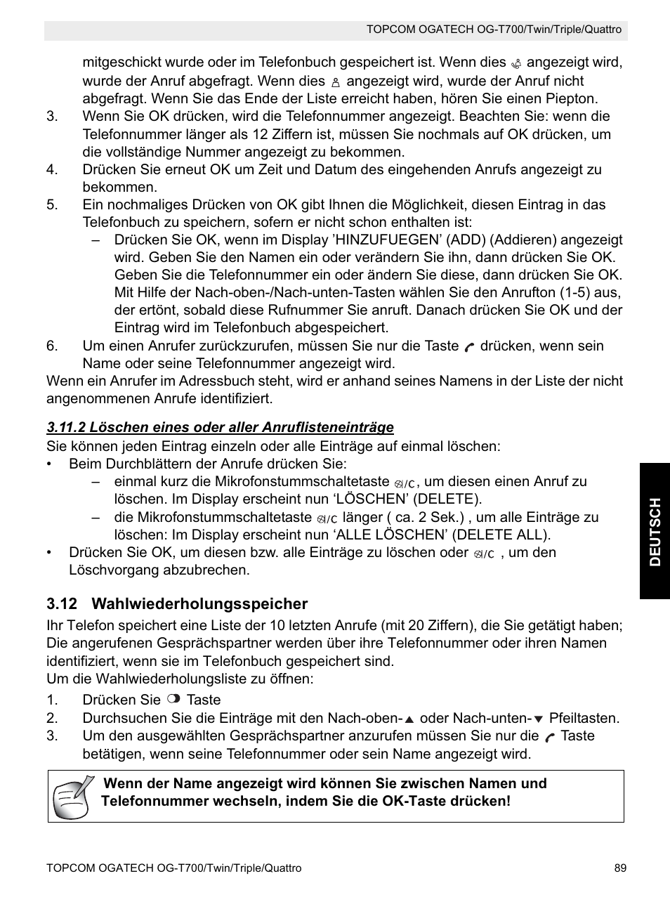 Topcom OG-T700 User Manual | Page 89 / 112