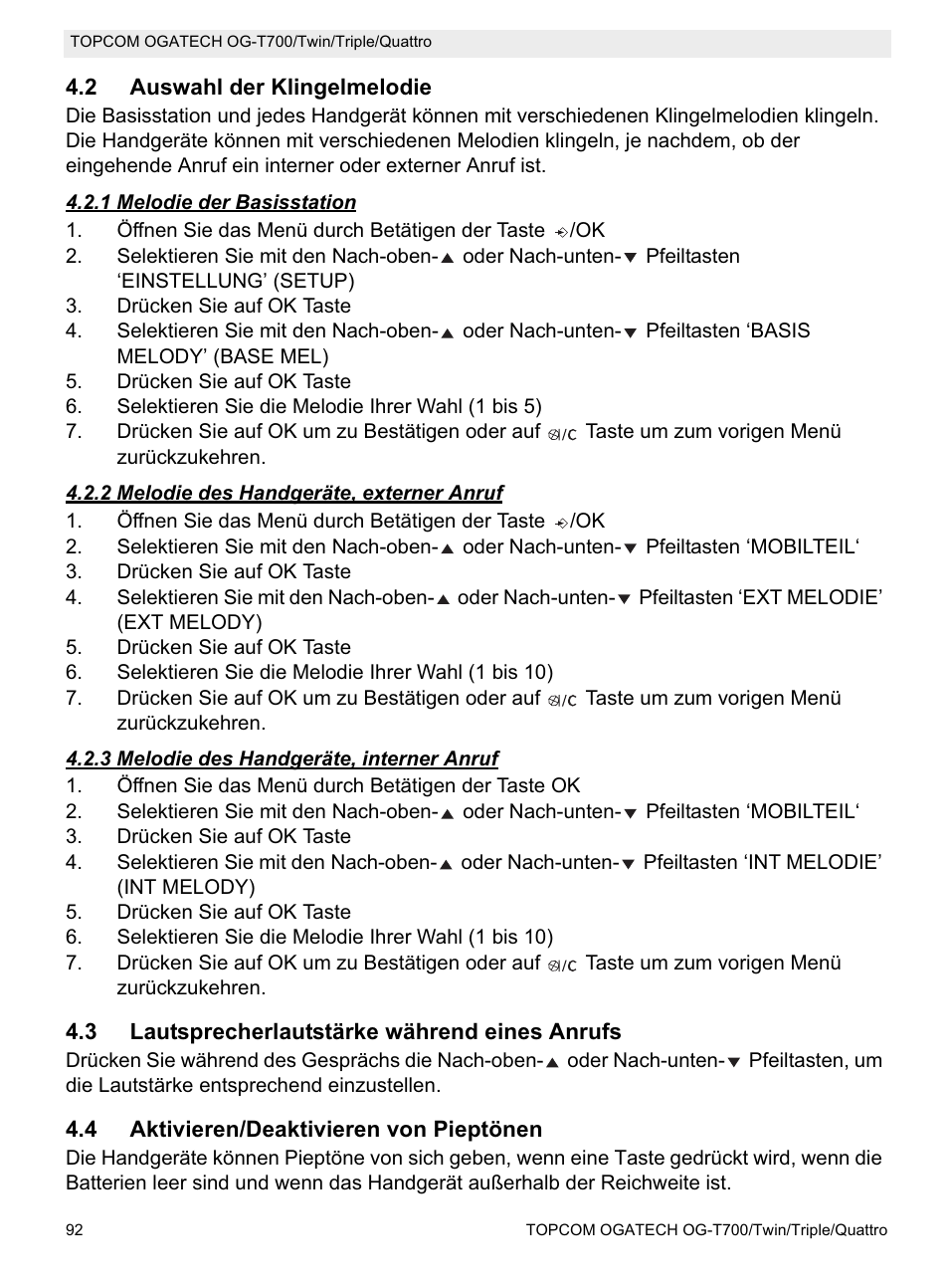 Topcom OG-T700 User Manual | Page 92 / 112