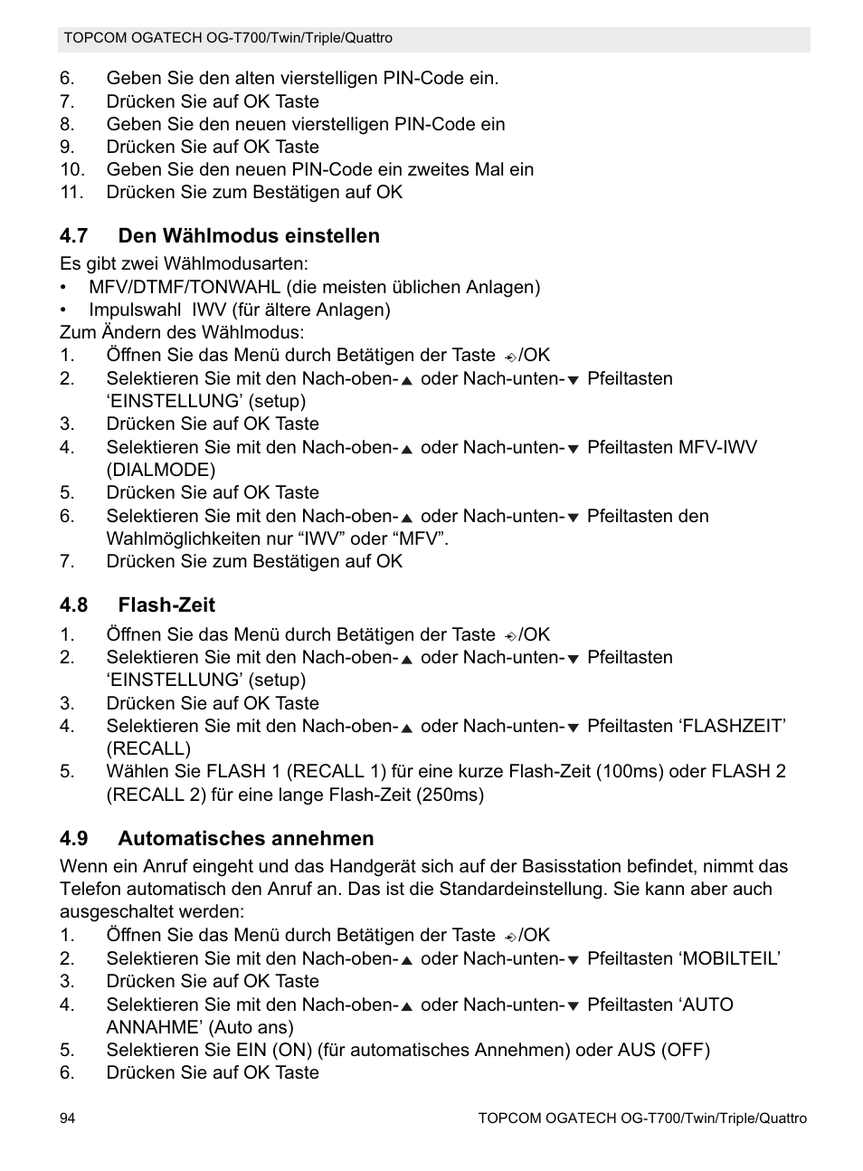 Topcom OG-T700 User Manual | Page 94 / 112