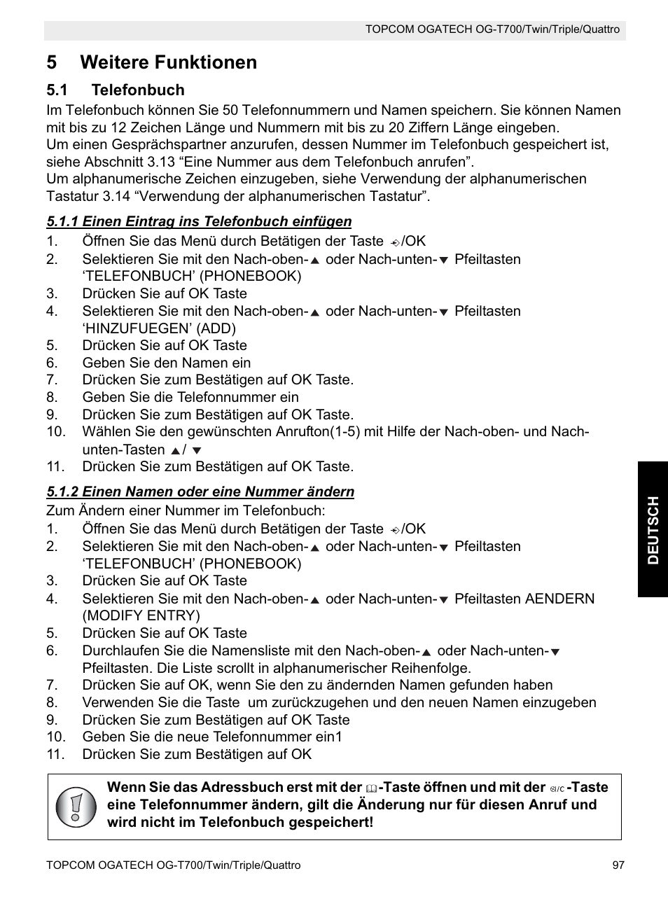 5weitere funktionen | Topcom OG-T700 User Manual | Page 97 / 112