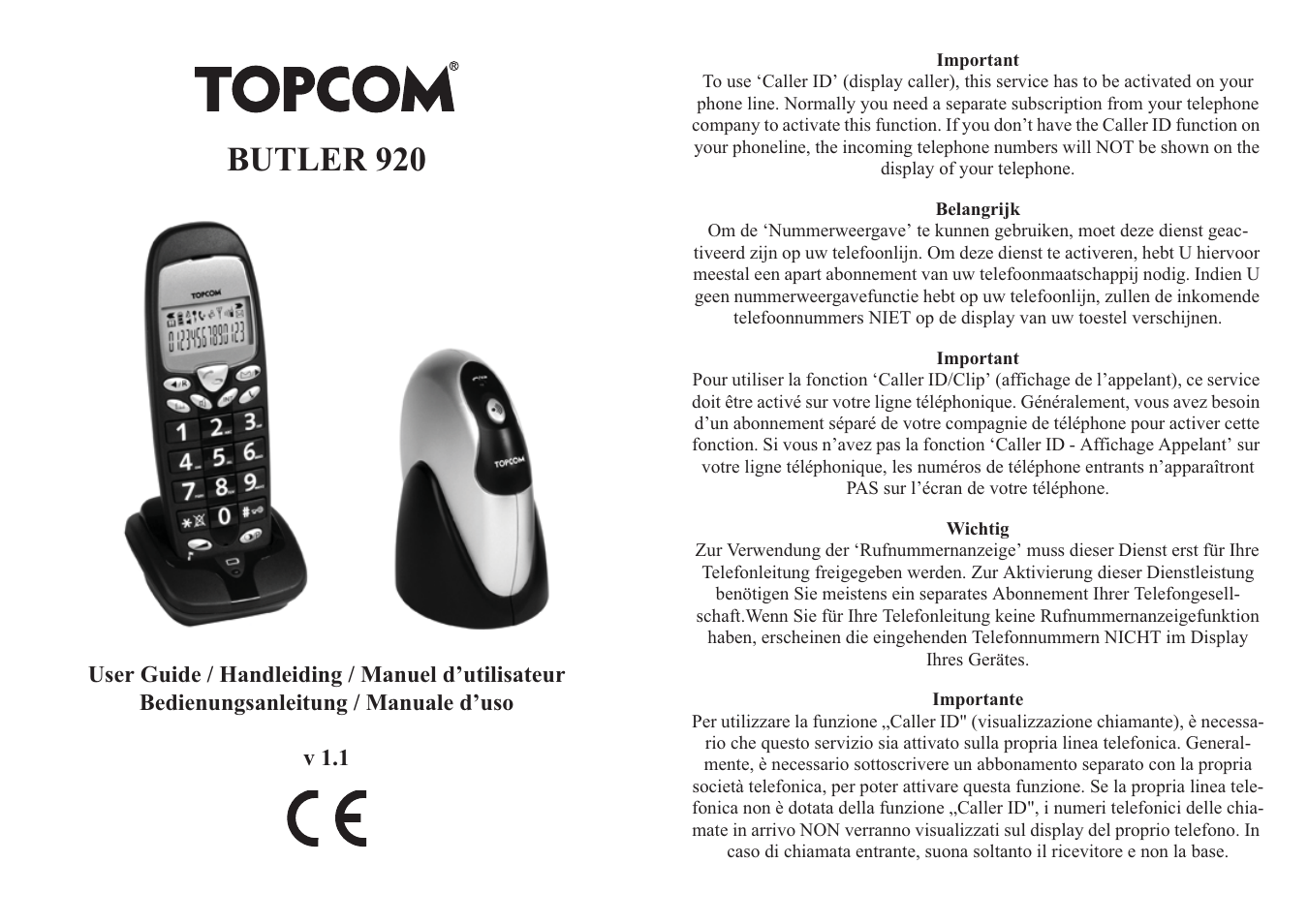 Topcom BUTLER 920 User Manual | 100 pages