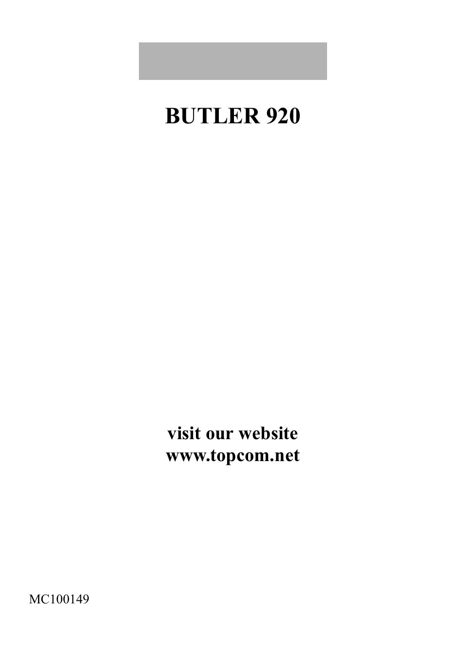 Butler 920 | Topcom BUTLER 920 User Manual | Page 100 / 100