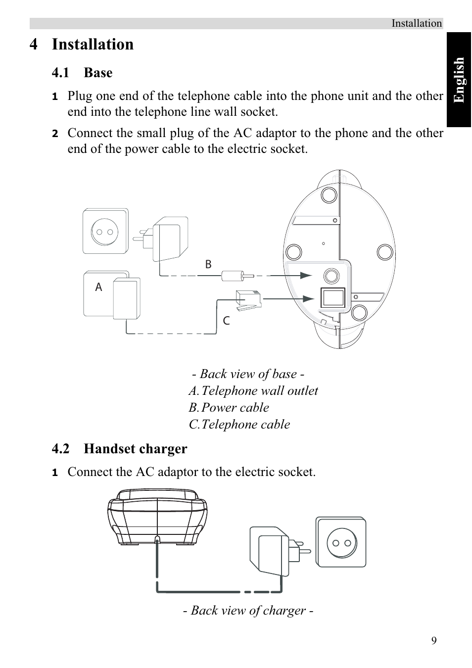 4 installation | Topcom BUTLER 920 User Manual | Page 11 / 100