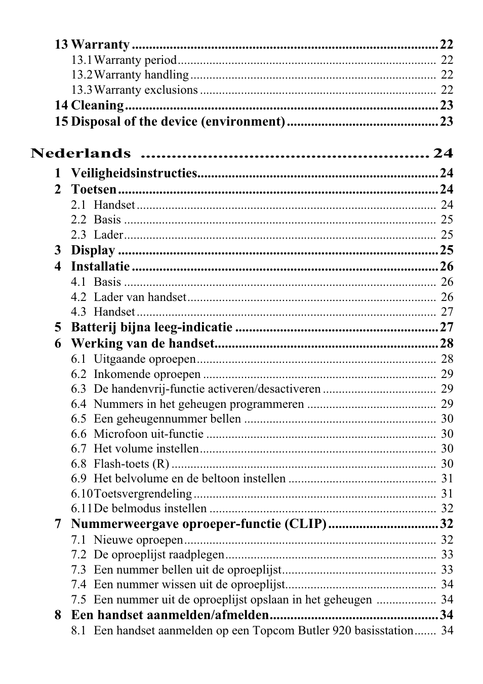Topcom BUTLER 920 User Manual | Page 4 / 100