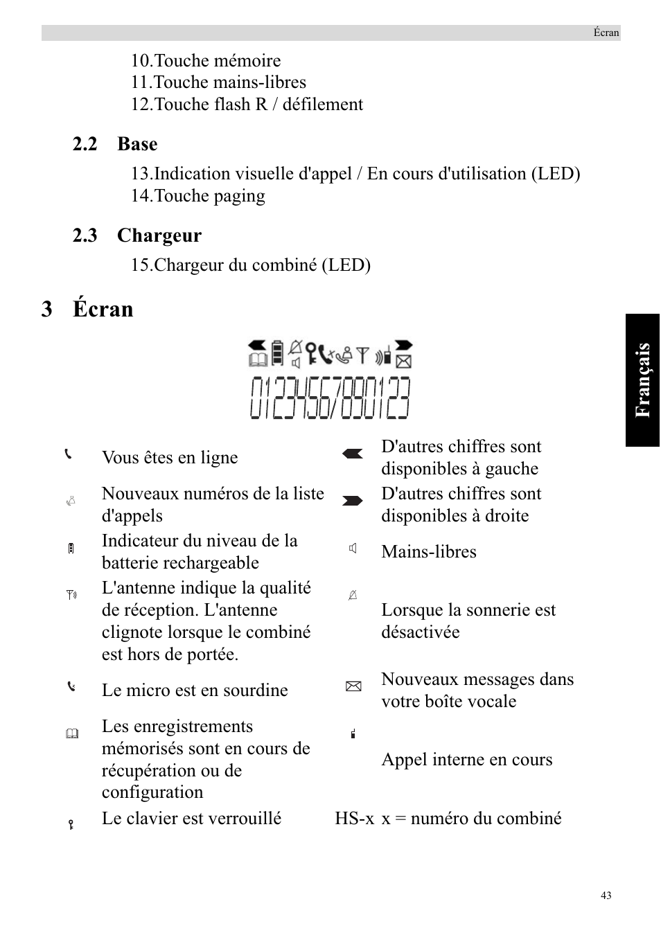3 écran | Topcom BUTLER 920 User Manual | Page 45 / 100
