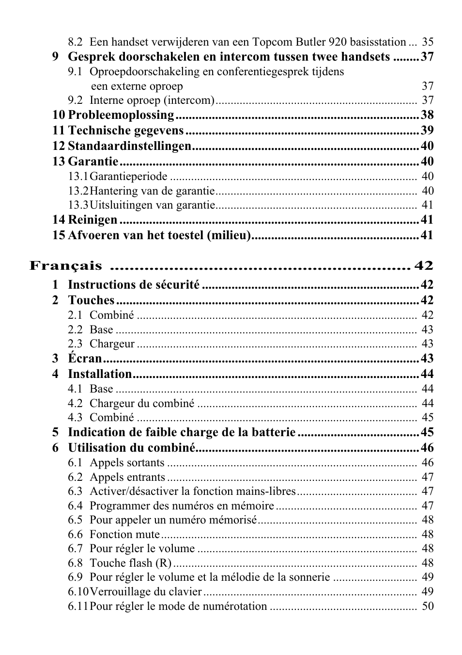 Topcom BUTLER 920 User Manual | Page 5 / 100