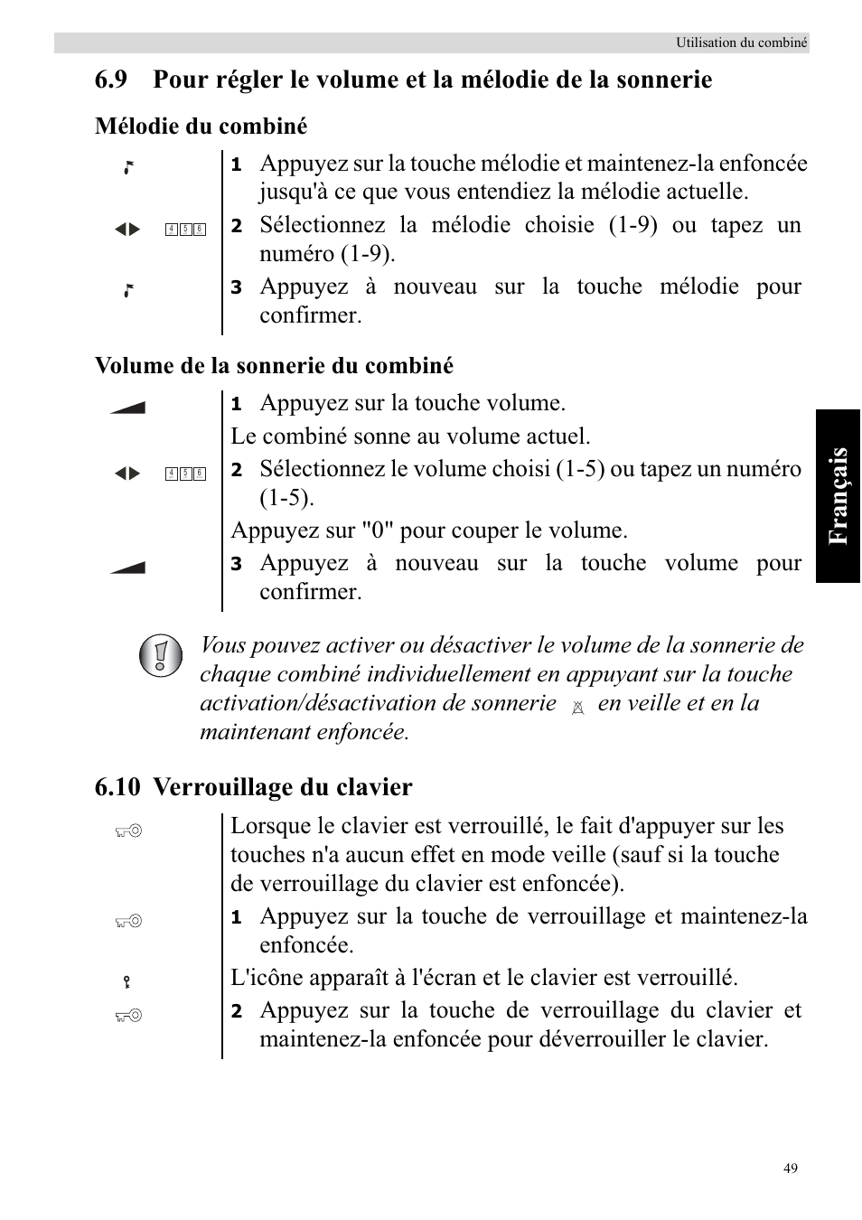 10 verrouillage du clavier | Topcom BUTLER 920 User Manual | Page 51 / 100