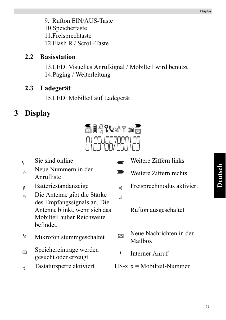 3 display | Topcom BUTLER 920 User Manual | Page 63 / 100