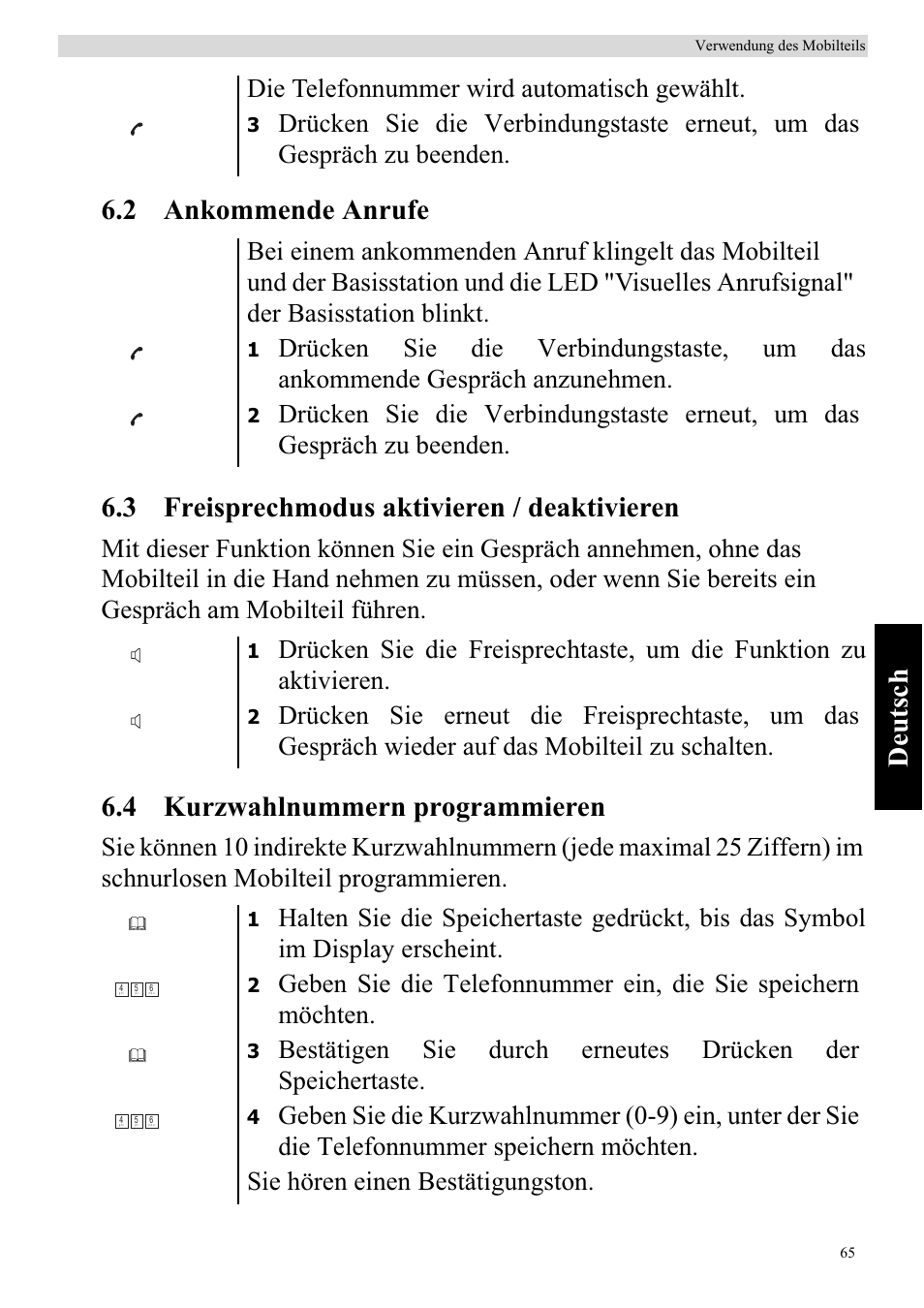 4 kurzwahlnummern programmieren | Topcom BUTLER 920 User Manual | Page 67 / 100