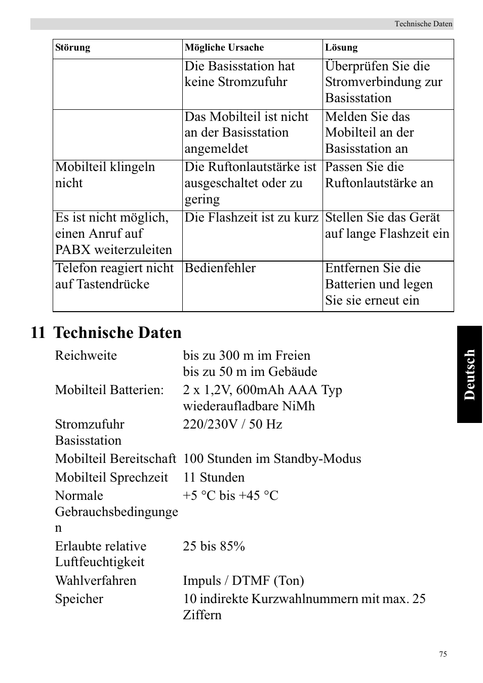 11 technische daten | Topcom BUTLER 920 User Manual | Page 77 / 100
