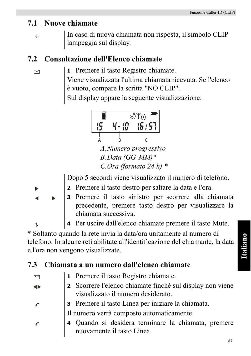 3 chiamata a un numero dall'elenco chiamate | Topcom BUTLER 920 User Manual | Page 89 / 100
