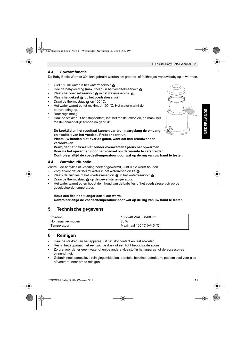 5technische gegevens 6 reinigen | Topcom 301 User Manual | Page 11 / 84