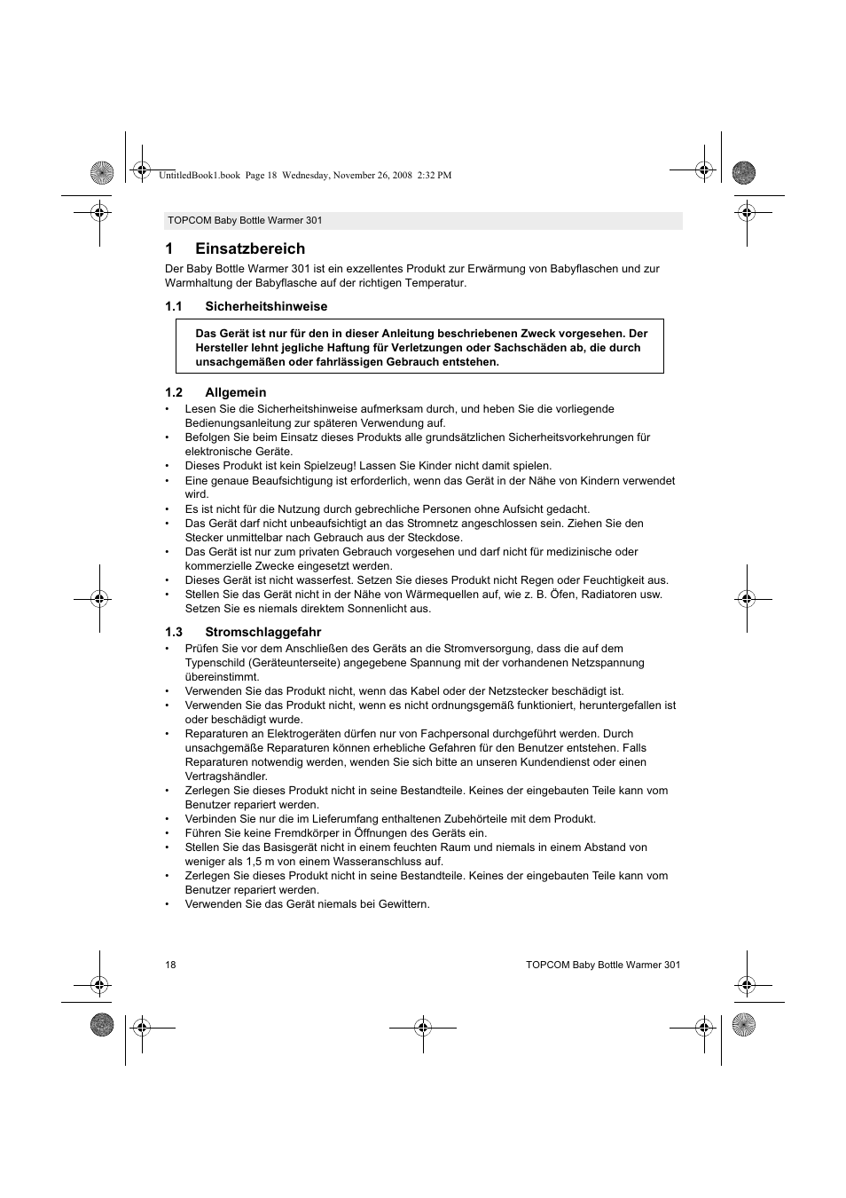 1einsatzbereich | Topcom 301 User Manual | Page 18 / 84