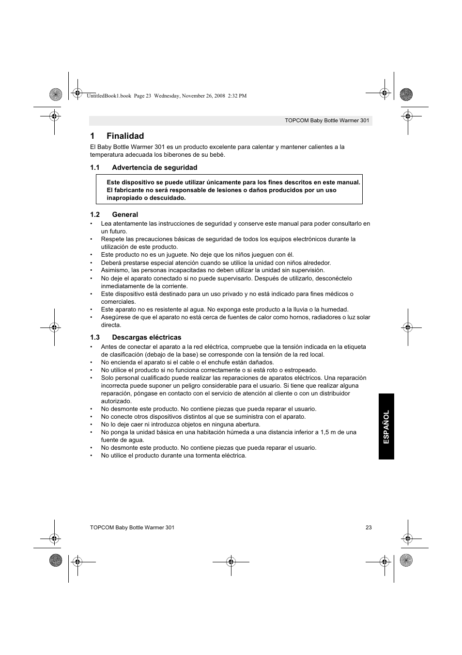 1finalidad | Topcom 301 User Manual | Page 23 / 84