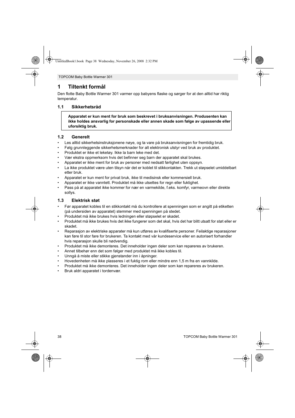 1tiltenkt formål | Topcom 301 User Manual | Page 38 / 84