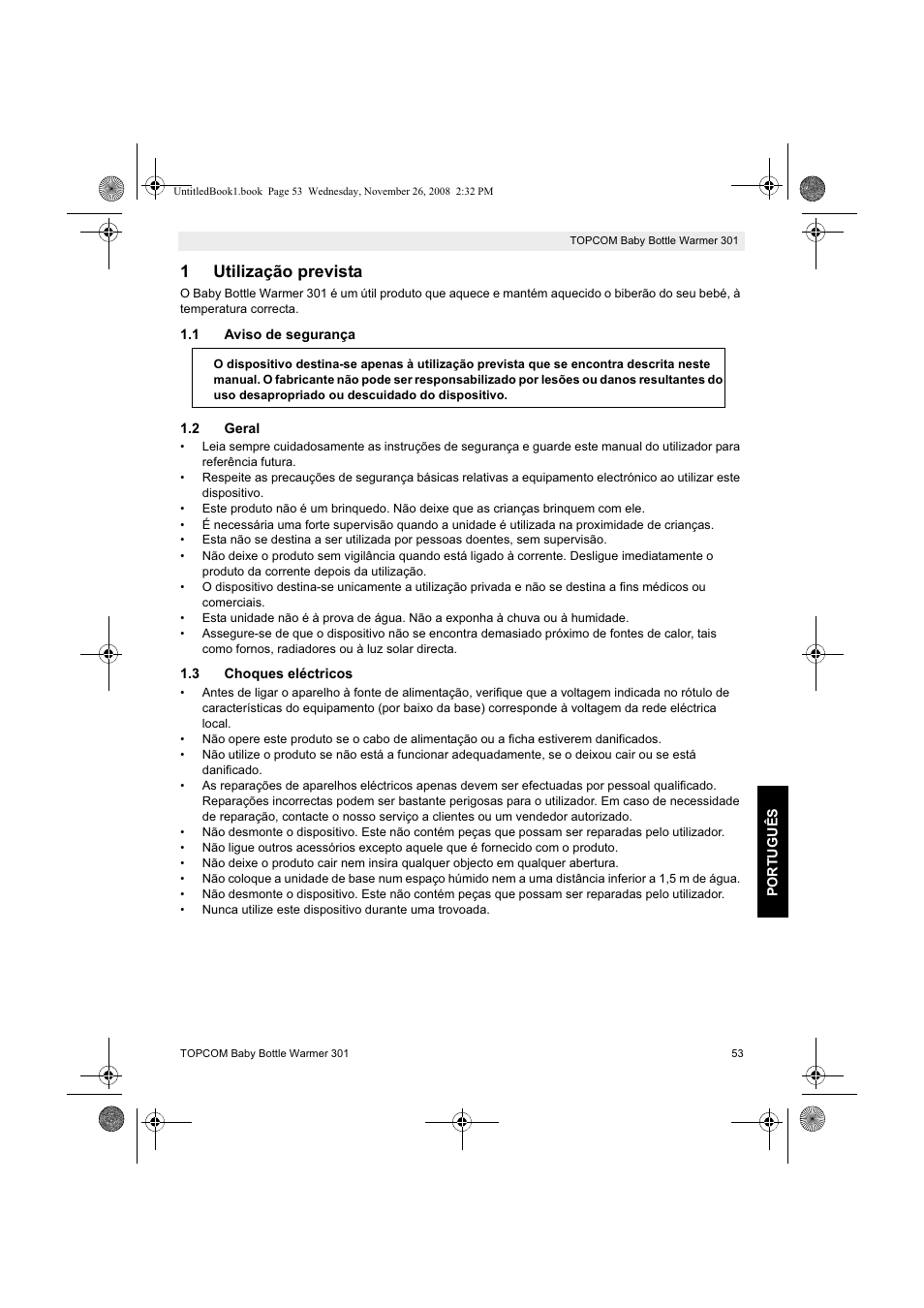 1utilização prevista | Topcom 301 User Manual | Page 53 / 84