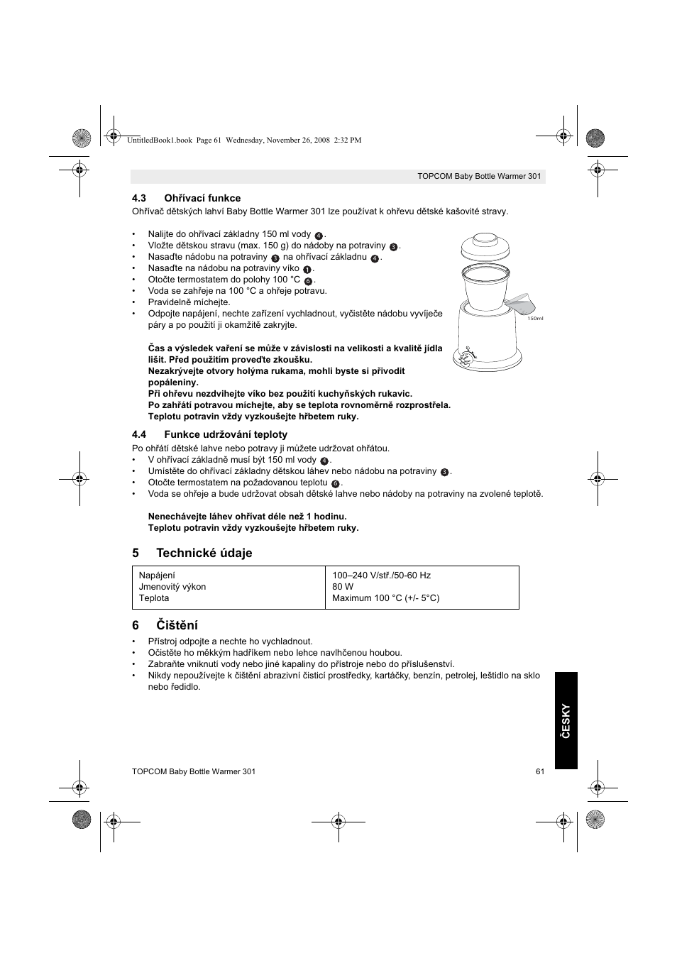 5technické údaje 6 ýištční | Topcom 301 User Manual | Page 61 / 84