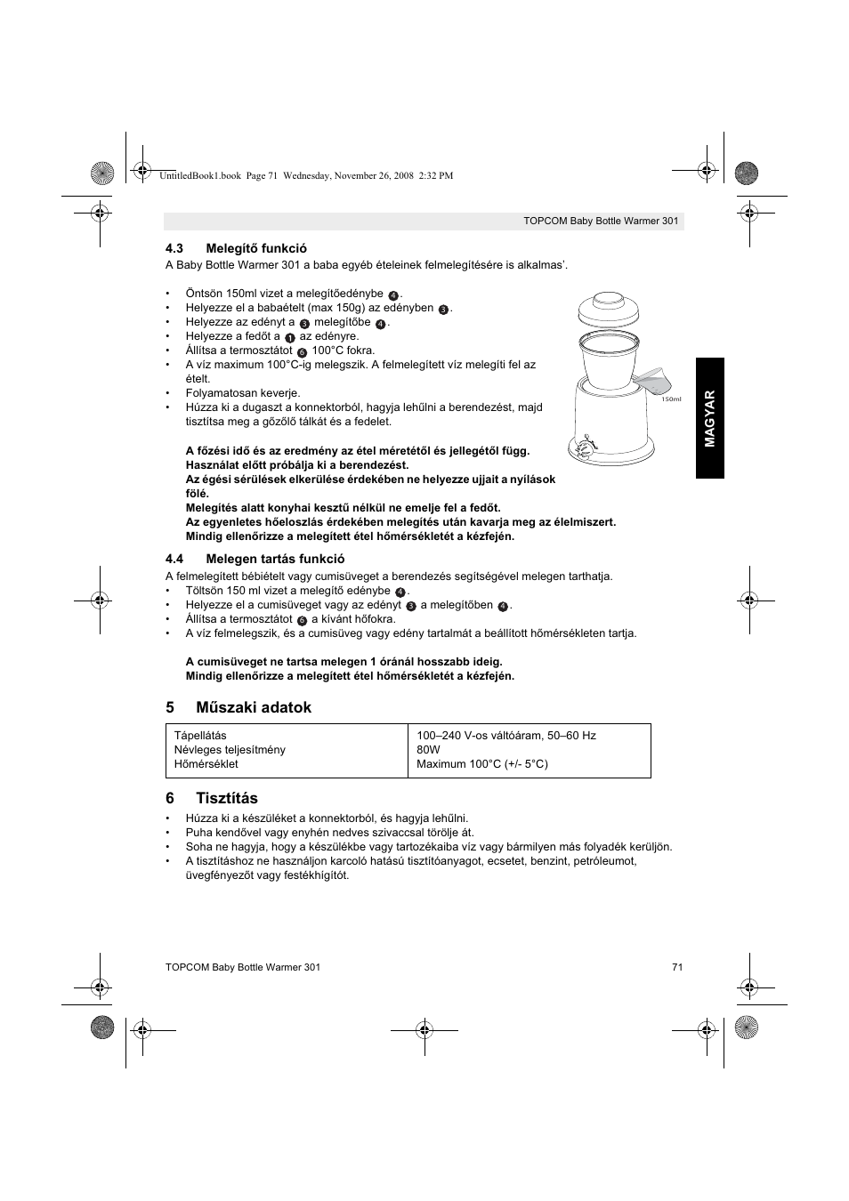 5mħszaki adatok 6 tisztítás | Topcom 301 User Manual | Page 71 / 84