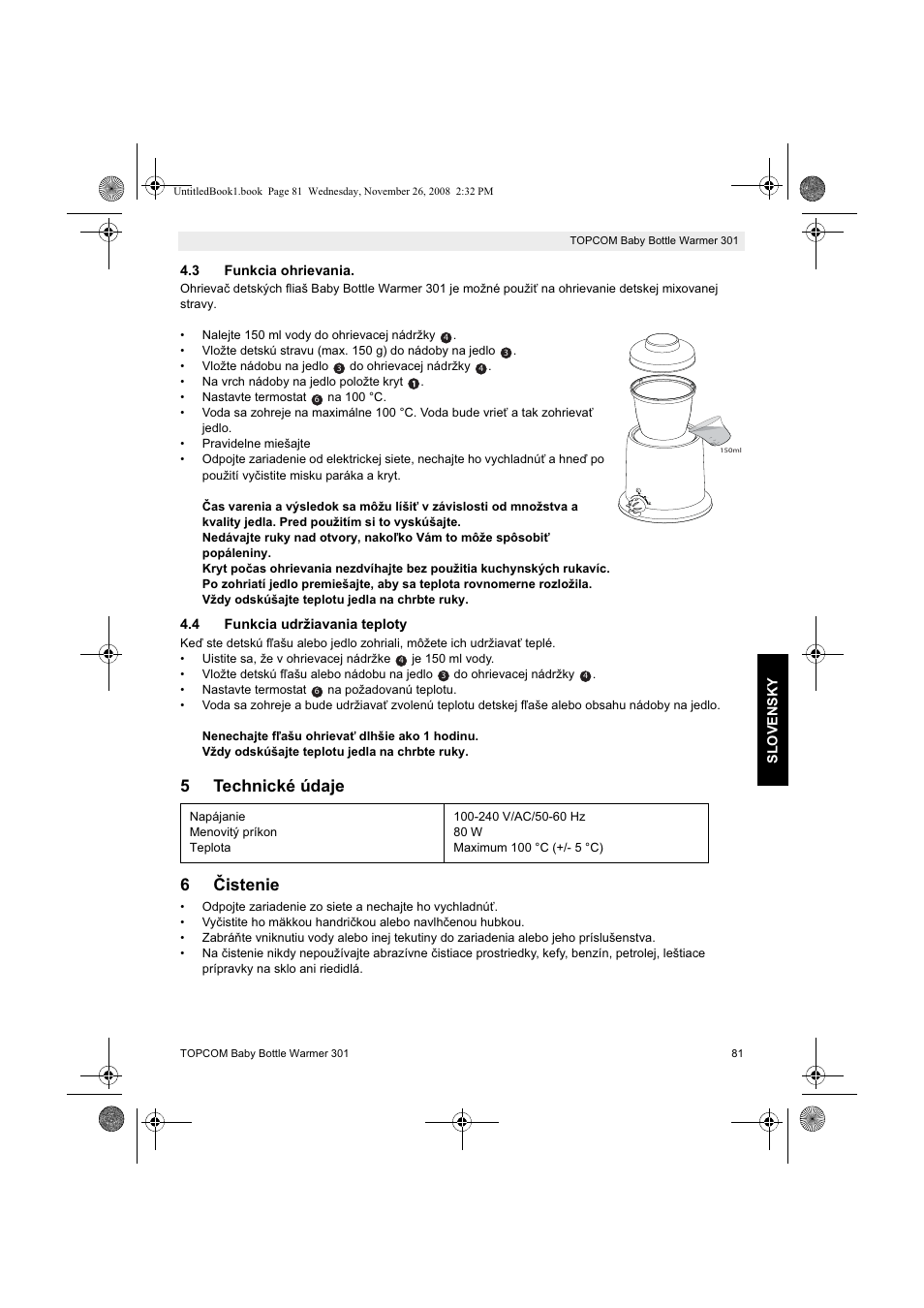 5technické údaje 6 ýistenie | Topcom 301 User Manual | Page 81 / 84