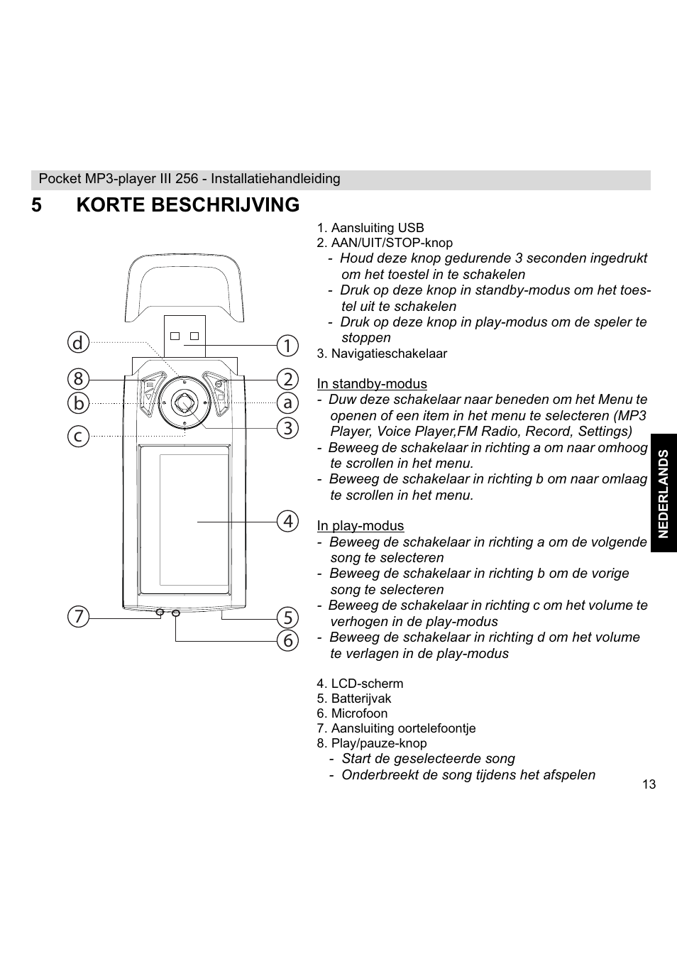 5korte beschrijving | Topcom III User Manual | Page 13 / 52