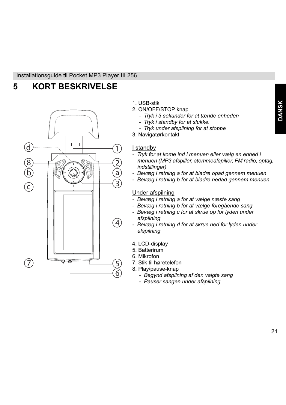5kort beskrivelse | Topcom III User Manual | Page 21 / 52