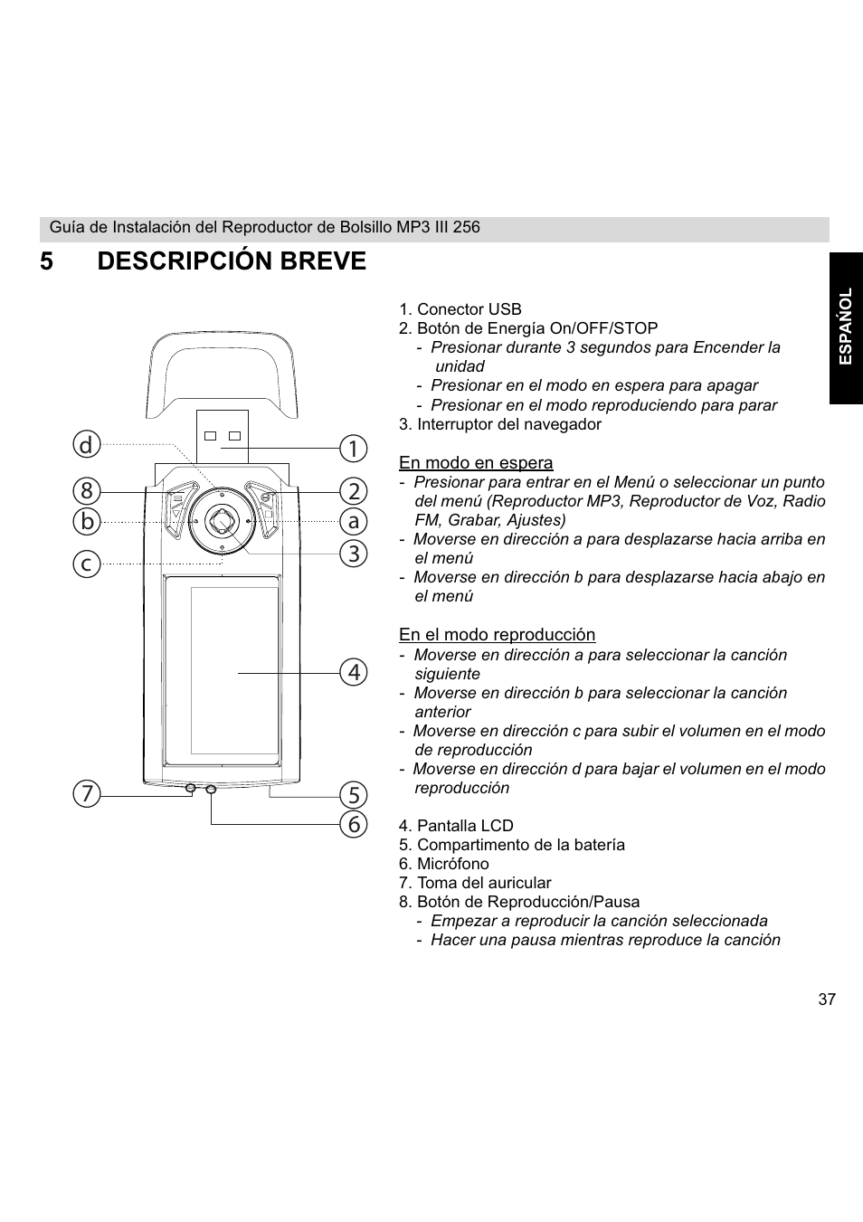 5descripción breve | Topcom III User Manual | Page 41 / 52