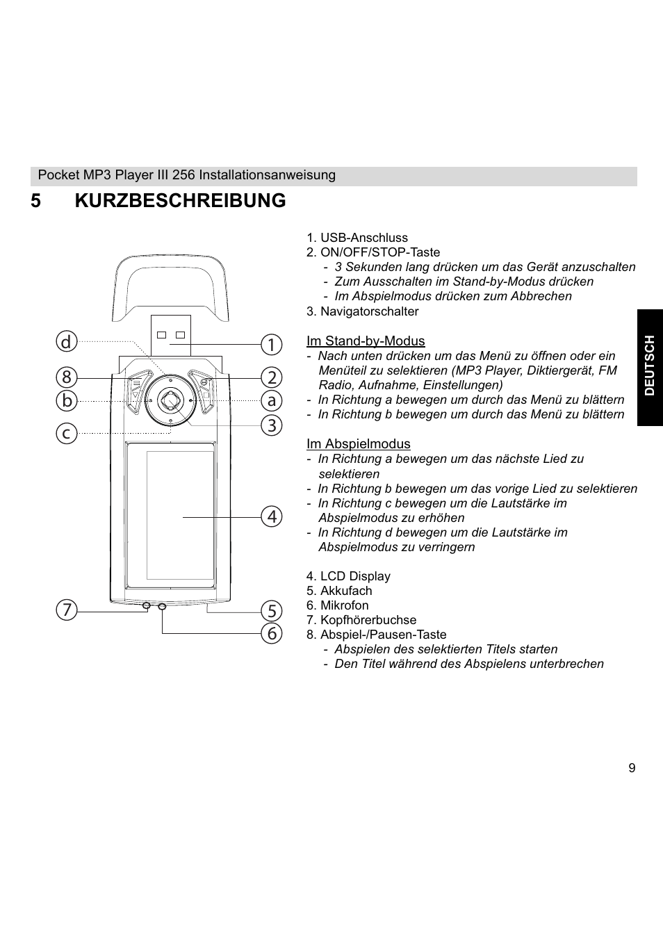 5kurzbeschreibung | Topcom III User Manual | Page 9 / 52