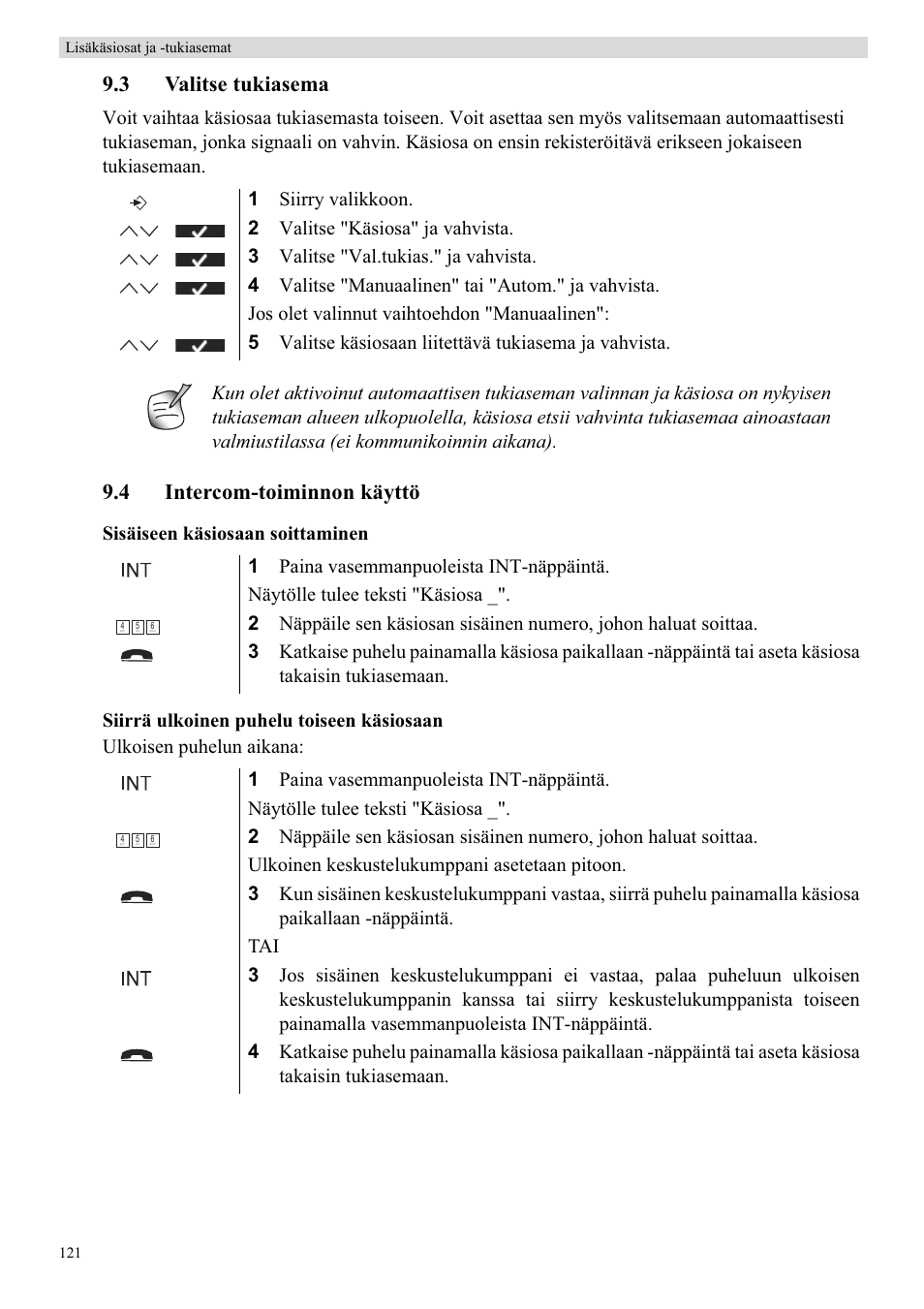 3 valitse tukiasema, 4 intercom-toiminnon käyttö | Topcom Butler 5750 User Manual | Page 132 / 144