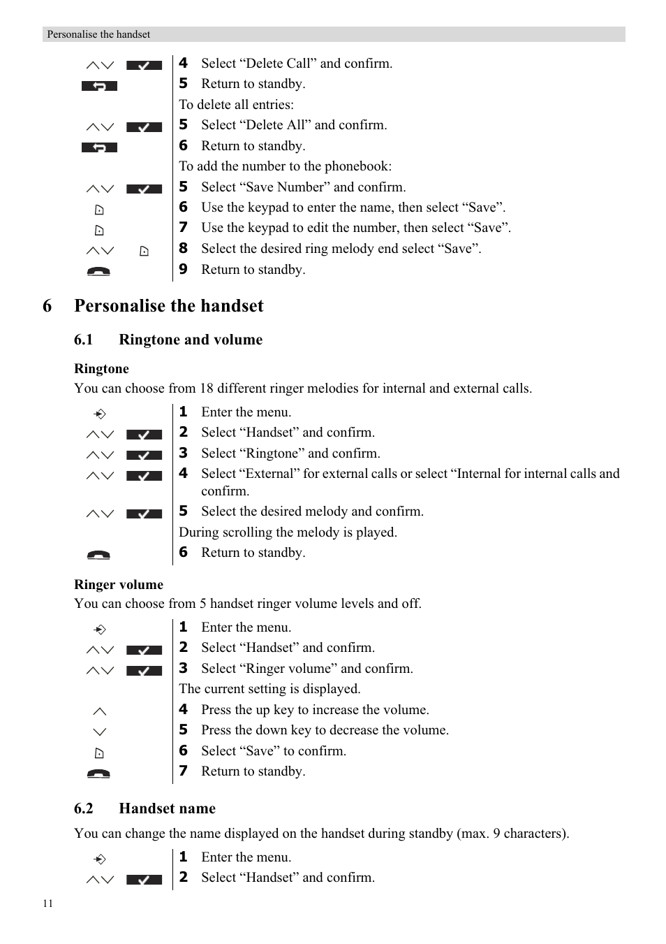 6personalise the handset | Topcom Butler 5750 User Manual | Page 22 / 144