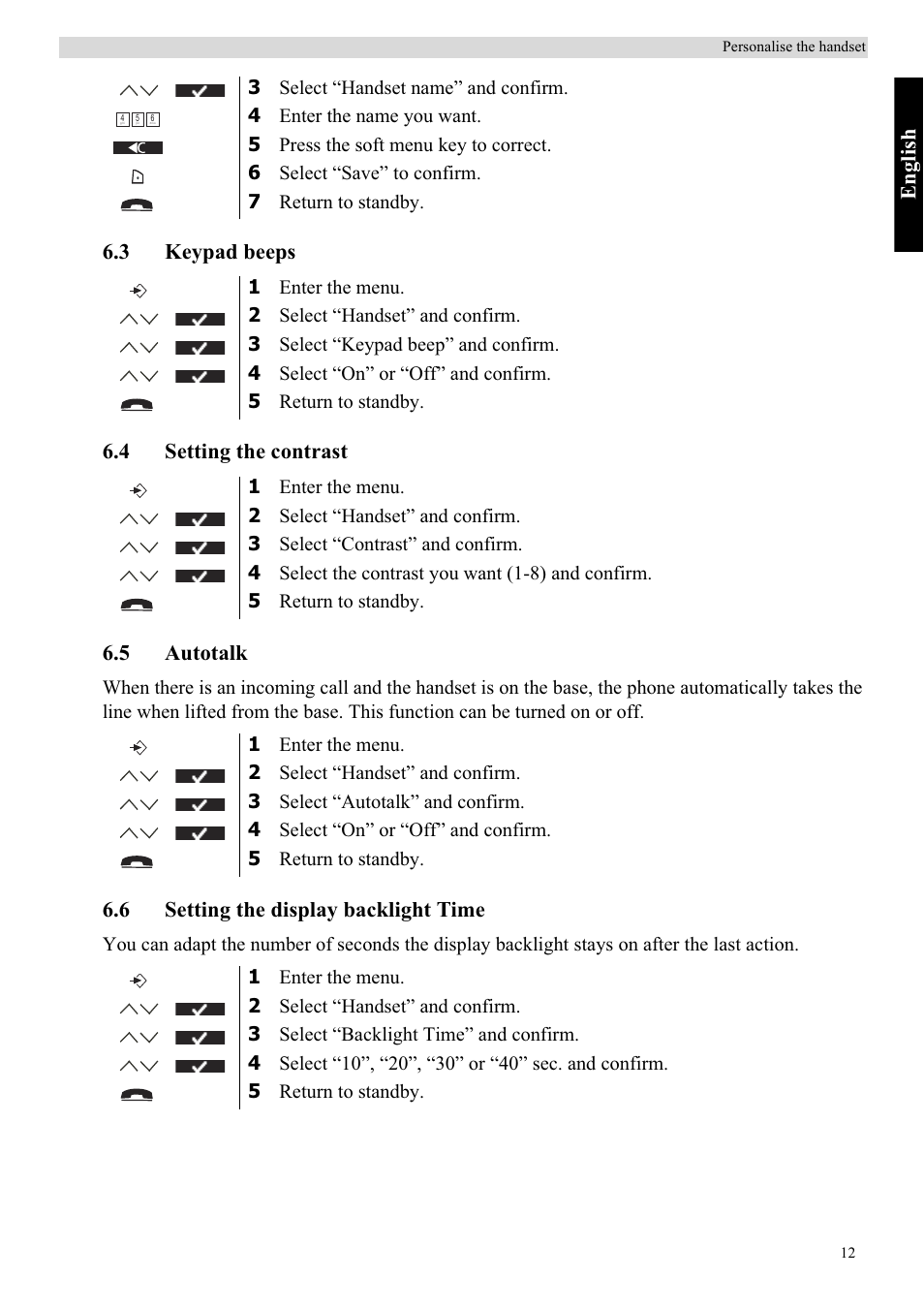 Eng lish, 6 setting the display backlight time | Topcom Butler 5750 User Manual | Page 23 / 144