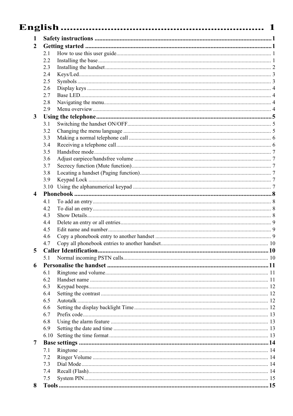 English | Topcom Butler 5750 User Manual | Page 3 / 144