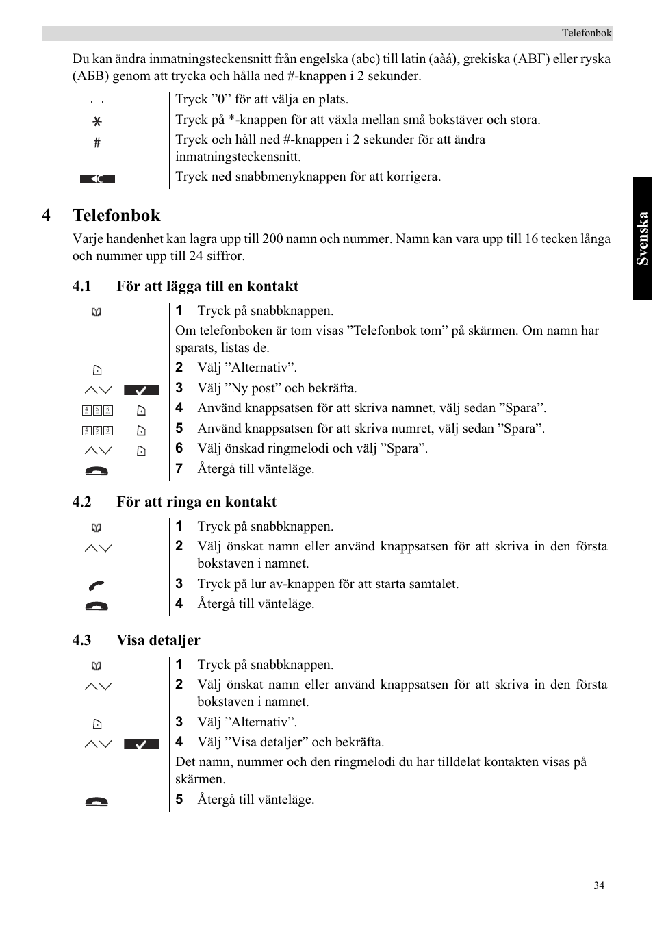 4telefonbok, Svenska | Topcom Butler 5750 User Manual | Page 45 / 144