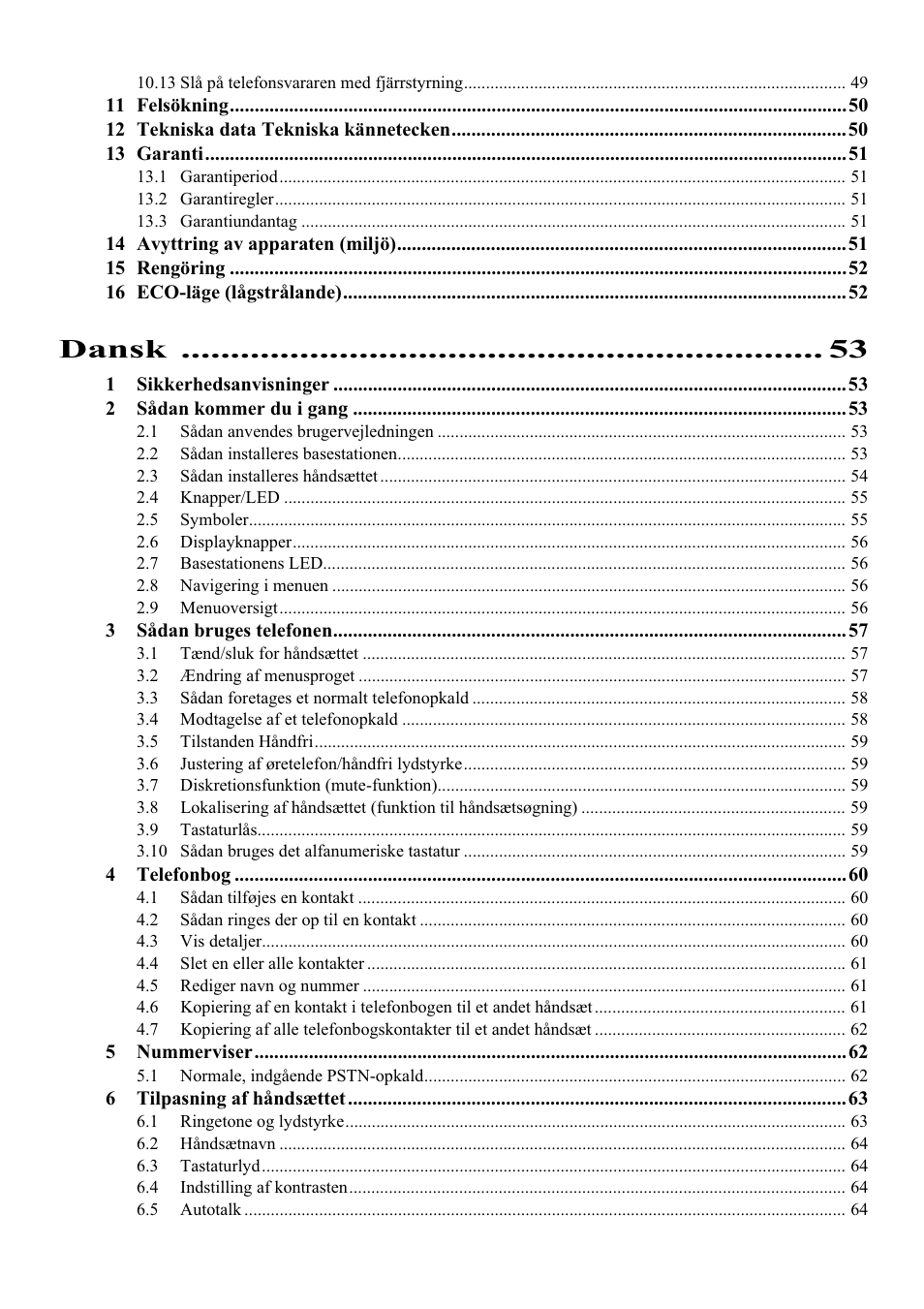 Dansk | Topcom Butler 5750 User Manual | Page 6 / 144