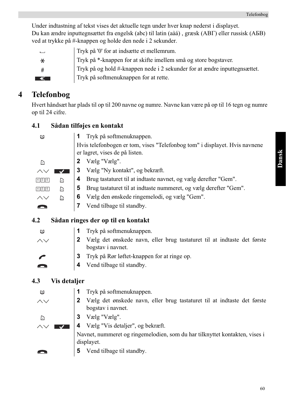 4telefonbog, Dansk | Topcom Butler 5750 User Manual | Page 71 / 144