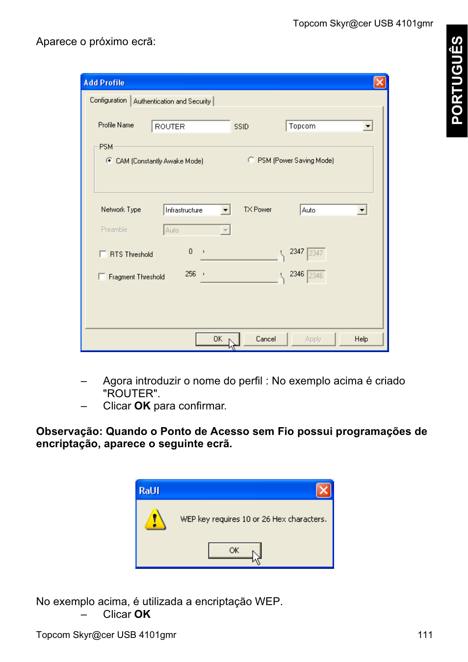 Português | Topcom Skyr@cer 4101GMR User Manual | Page 111 / 212