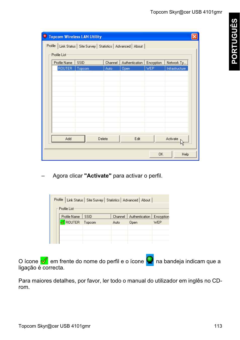 Português | Topcom Skyr@cer 4101GMR User Manual | Page 113 / 212