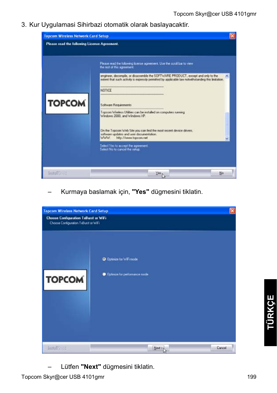 Türkç e | Topcom Skyr@cer 4101GMR User Manual | Page 199 / 212