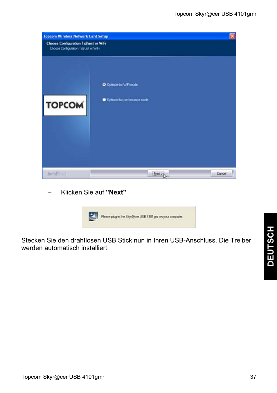 Deutsch | Topcom Skyr@cer 4101GMR User Manual | Page 37 / 212