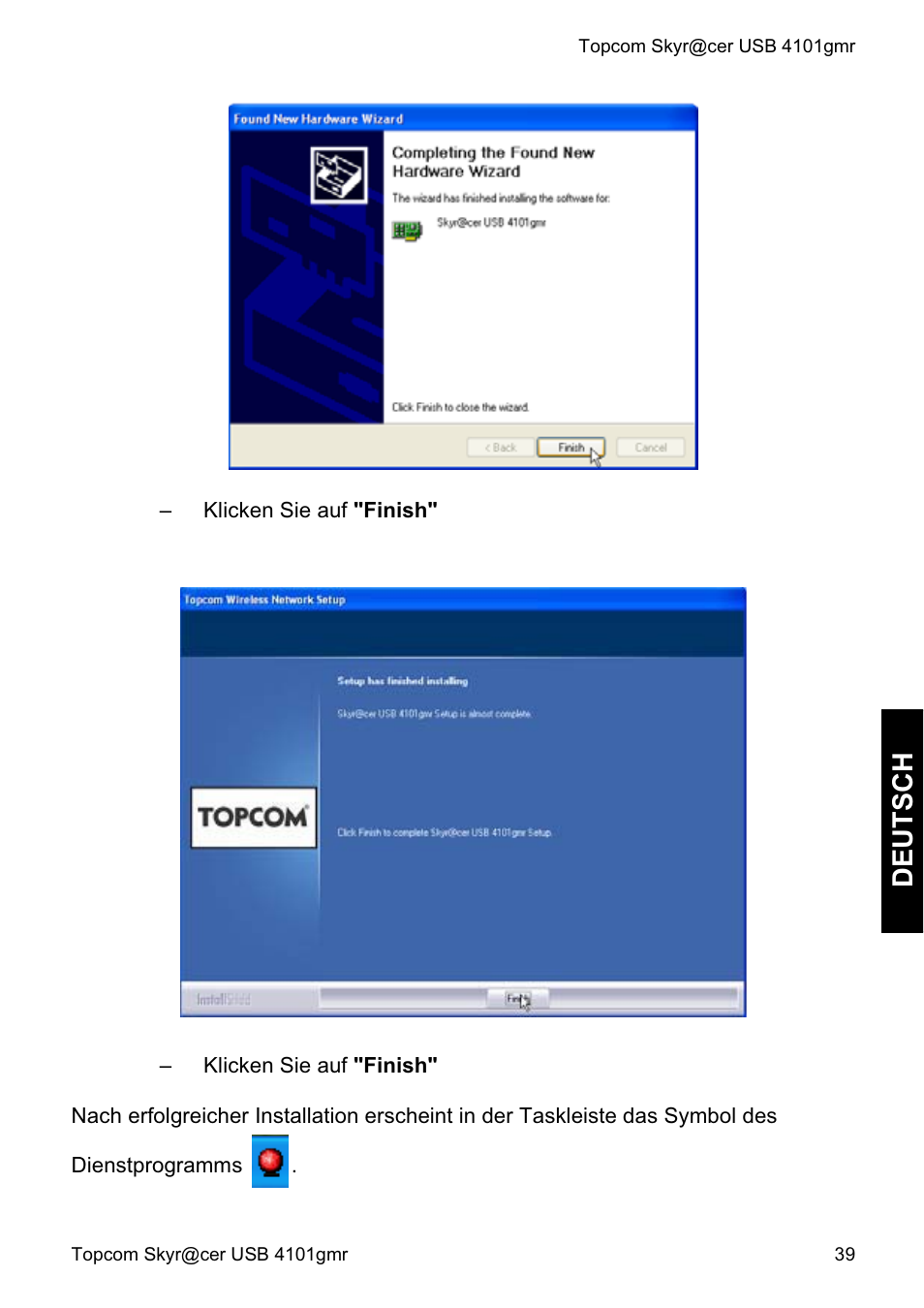 Deutsch | Topcom Skyr@cer 4101GMR User Manual | Page 39 / 212