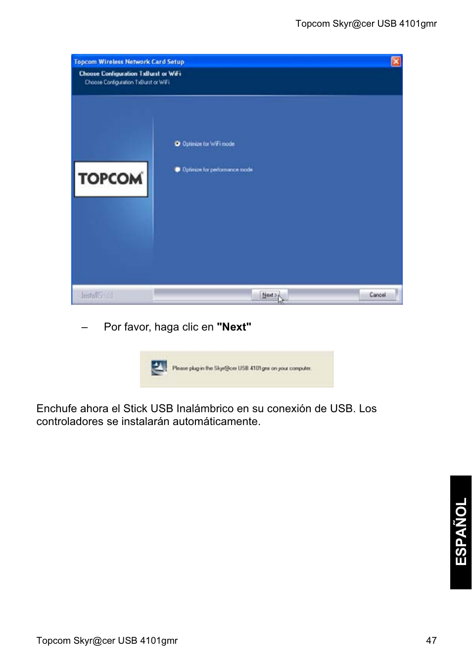 Español | Topcom Skyr@cer 4101GMR User Manual | Page 47 / 212