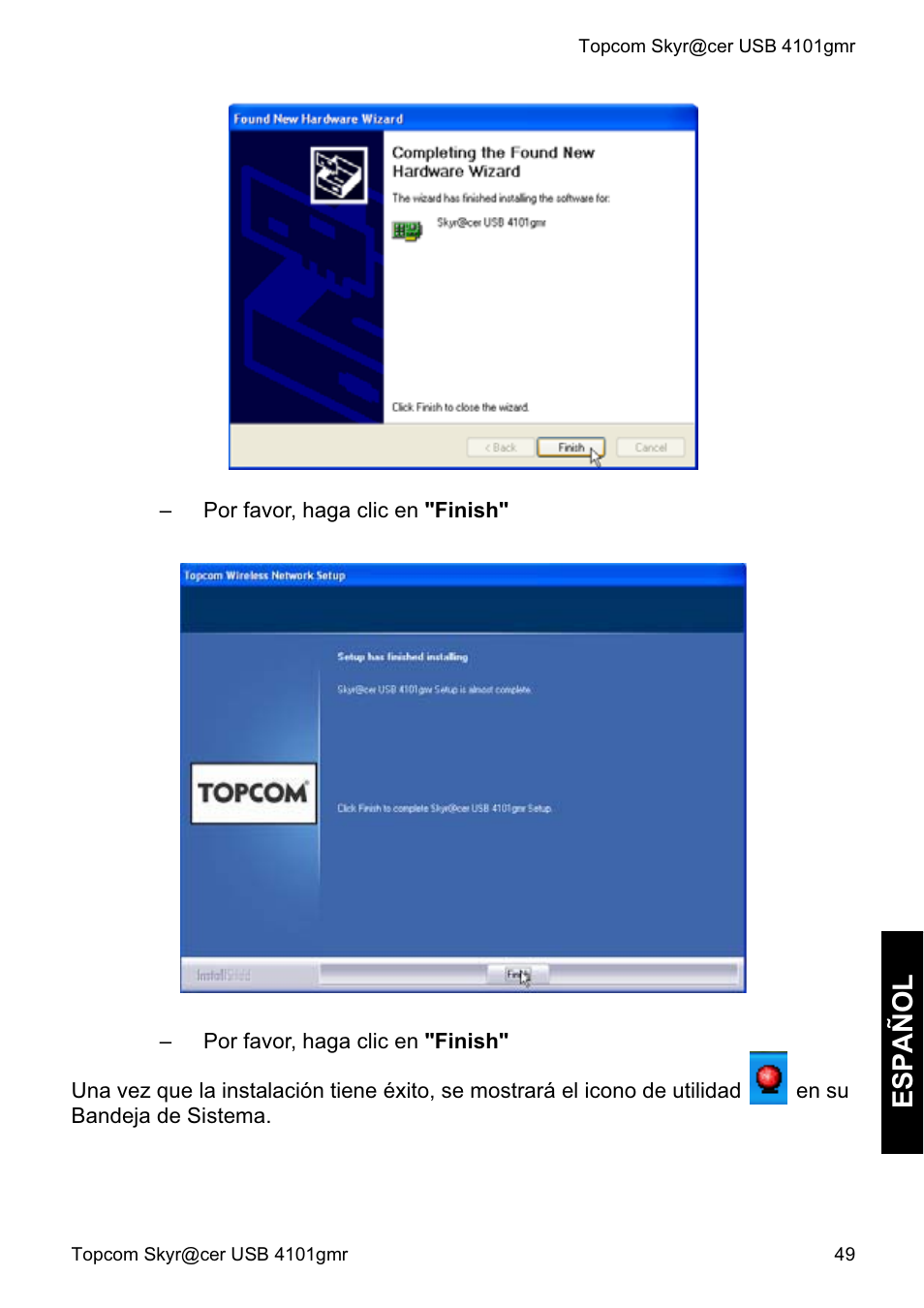 Español | Topcom Skyr@cer 4101GMR User Manual | Page 49 / 212