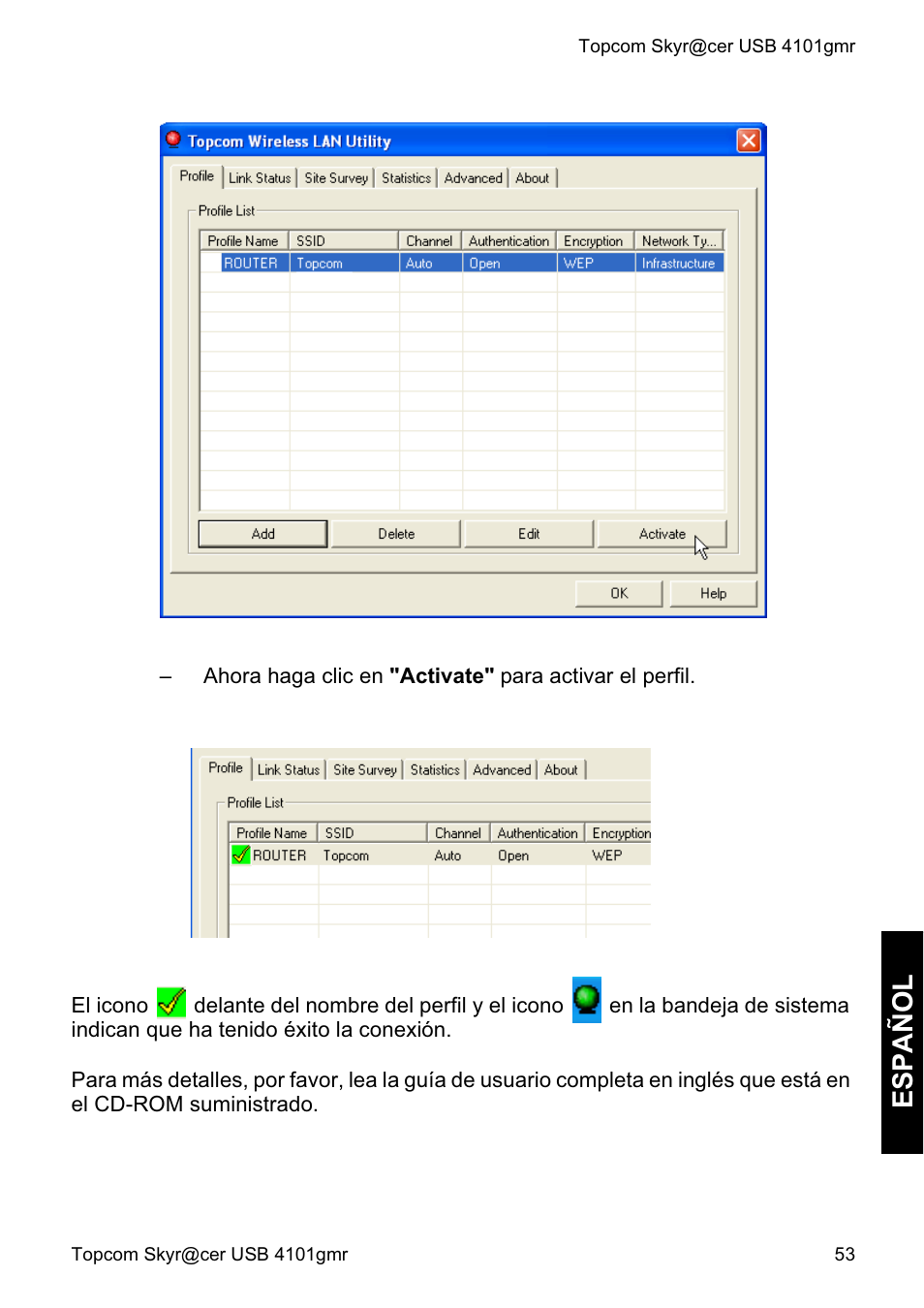 Español | Topcom Skyr@cer 4101GMR User Manual | Page 53 / 212