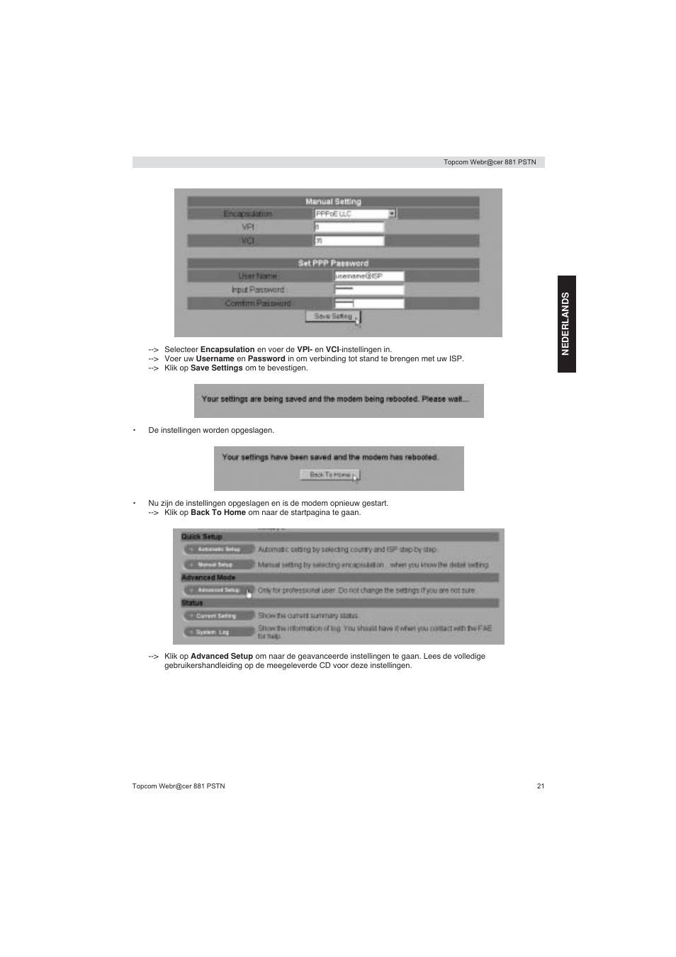 Topcom Webracer 881 PSTN User Manual | Page 21 / 96