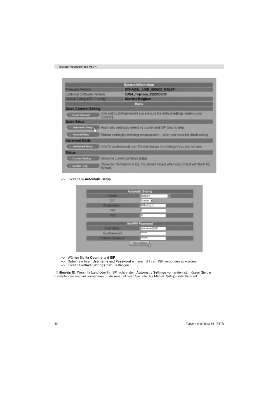 Topcom Webracer 881 PSTN User Manual | Page 40 / 96