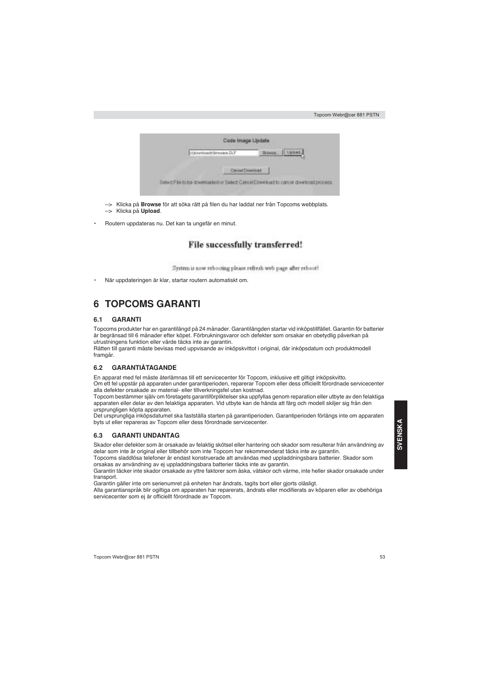 6 topcoms garanti | Topcom Webracer 881 PSTN User Manual | Page 53 / 96