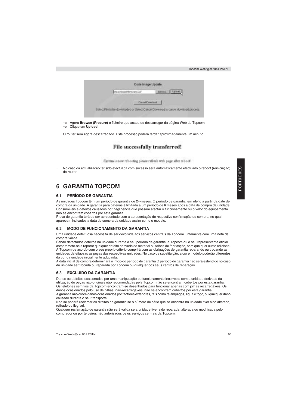 6 garantia topcom | Topcom Webracer 881 PSTN User Manual | Page 93 / 96