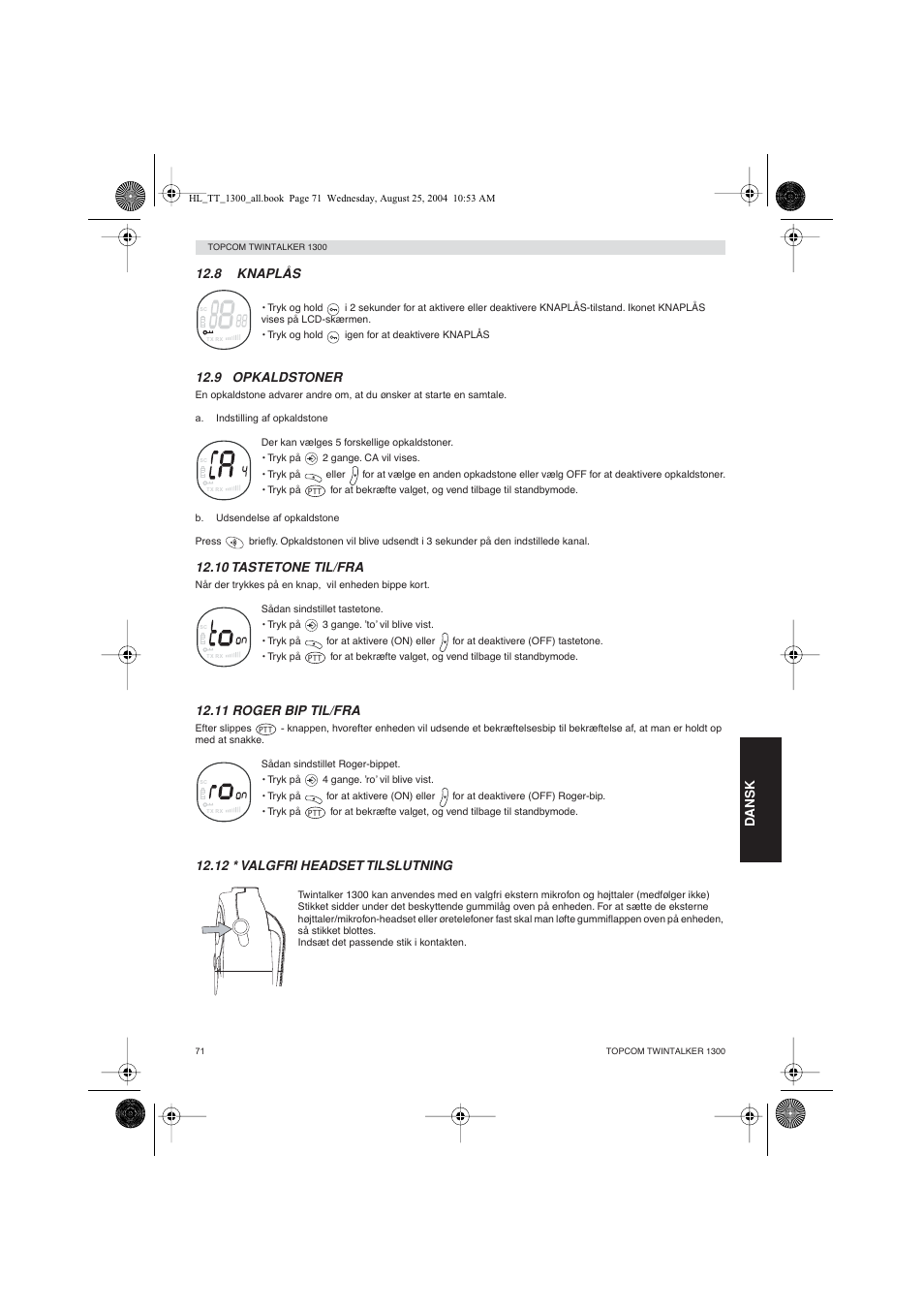 Topcom Twintalker 1300 User Manual | Page 71 / 116